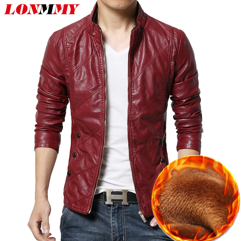 Мужская кожаная куртка LONMMY M-6XL брендовая мотоциклетная зимняя замшевое пальто из
