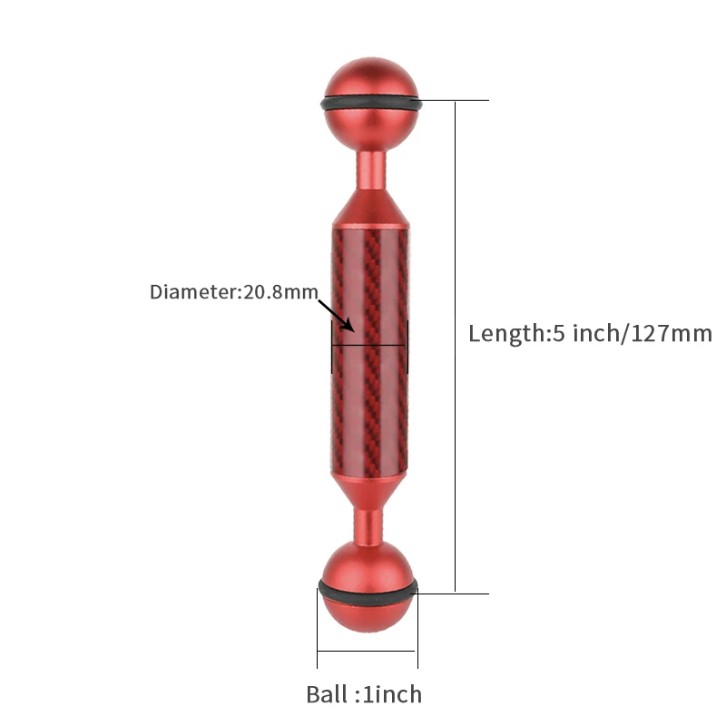 5 inch Red Углеродное волокно Дайвинг двойной шаровой головкой Поплавковый плавучий рычаг для OSMO действие для Gopro/eken Спортивная камера смартфон подводный лоток - Цвет: 5 inch Red
