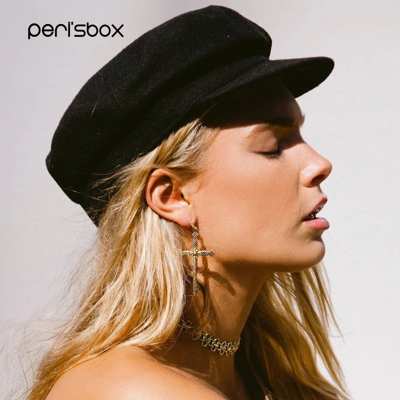 Серьги кольца с крестиком Peri'sBox золотистые хрустальные серьги в стиле барокко