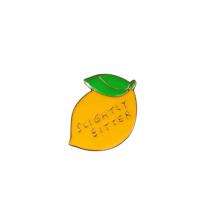 lemon Модный кавайный бейдж; брошь на булавке в коробке с кошкой, лимоном, авокадо, Пчелой, джинсовой курткой, броши на пуговицах для детей и женщин, коллекция ювелирных изделий, подарок - Окраска металла: lemon