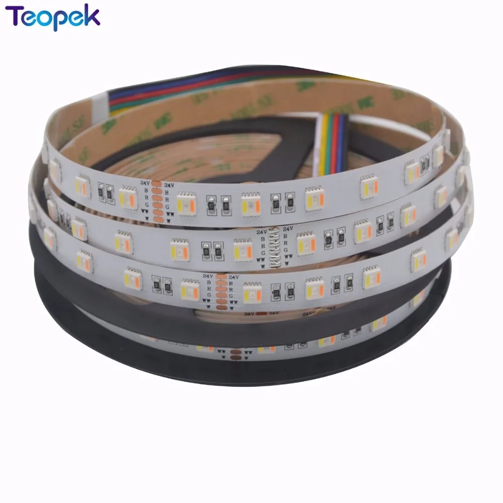 2 м/3M/5 м 5050 RGB+ CCT Светодиодная лента 60 светодиодов/м 300 светодиодов 5 в 1 чип CW+ RGB+ WW гибкая лента DC12V 24 в высокое качество