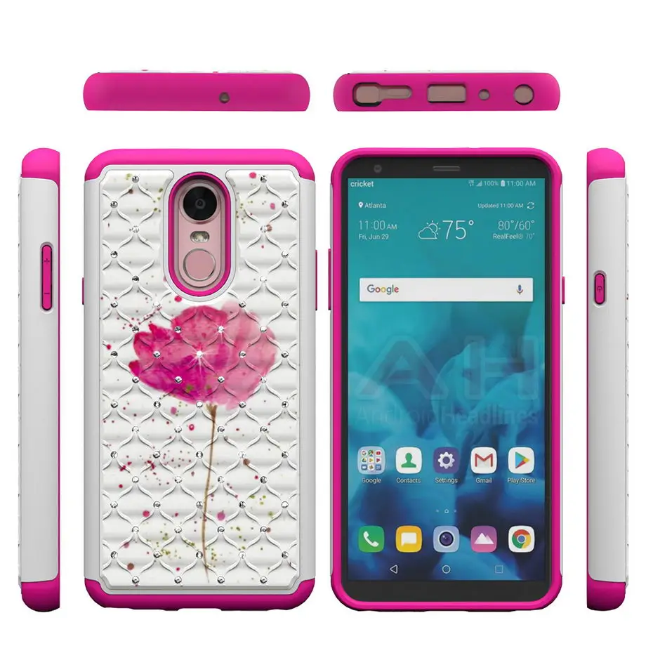 2 в 1 Алмазный чехол для телефона LG Stylo 4 цветной мерцающий узор TPU + PC 6 дюймовый