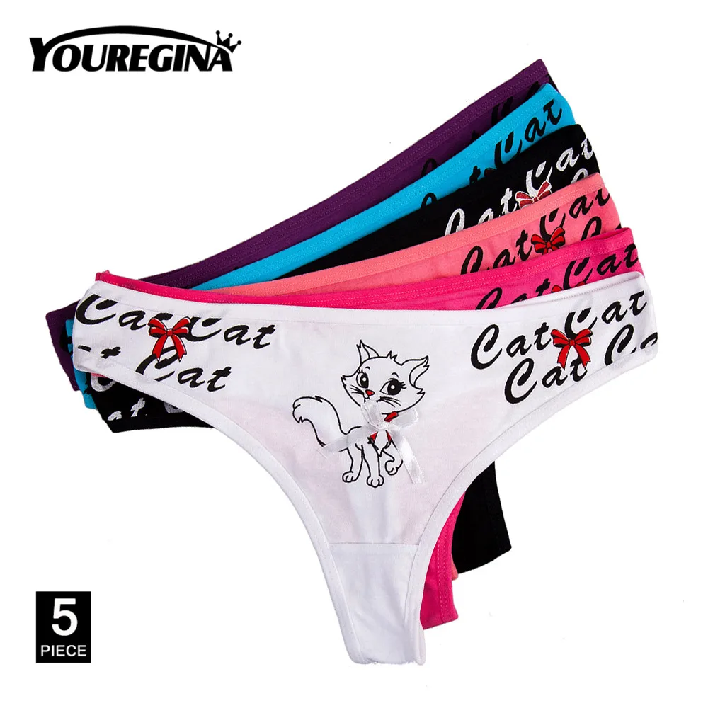 B random color-5 pcs Сексуальные женские хлопковые стринги, трусики, нижнее белье, трусы, нижнее белье, дамское нижнее белье, низкая посадка, бант, для девушек, Милые Удобные, 5 шт./комплект, M-XL - Цвет: B random color-5 pcs