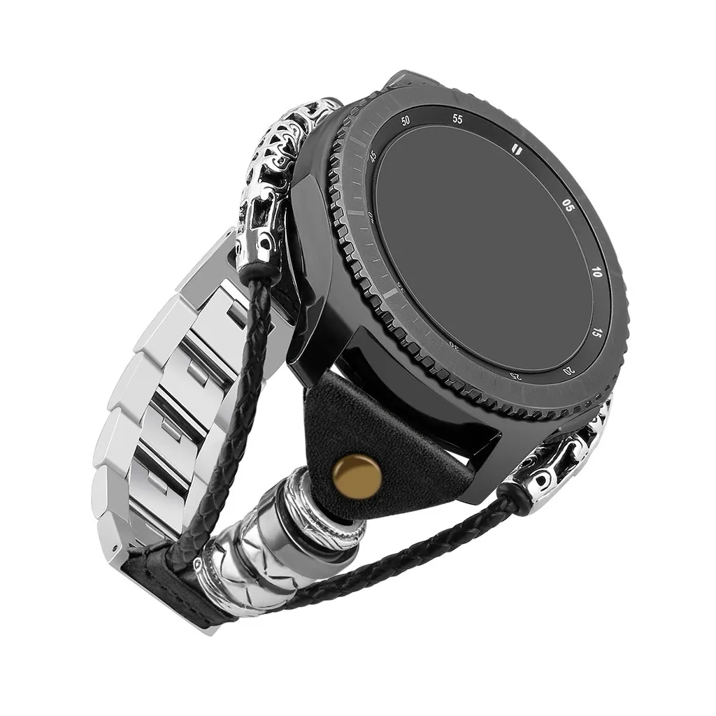 Ремешок кожаный для Samsung Galaxy Watch 46 мм/Samsung Gear S3 черный|Смарт-аксессуары| |