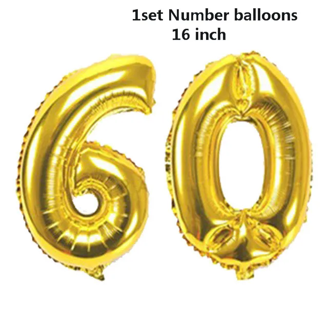 60 Balloon 30 день рождения украшения для взрослых 30 40 50 60 лет Декор счастливый плакат "с днем рождения" номер воздушный шар Globos 50 Свадьба юбилей - Цвет: 60 Balloon