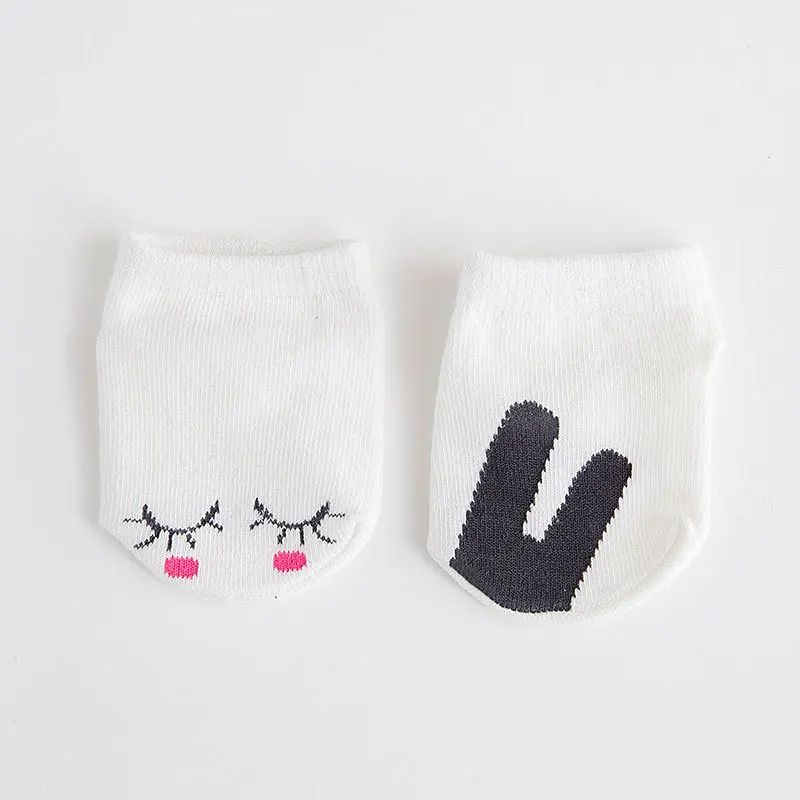 White Rabbit Hylidge/Хлопковые носки для маленьких девочек, детские короткие носки, милые носки-тапочки с рисунком для малышей - Цвет: White Rabbit