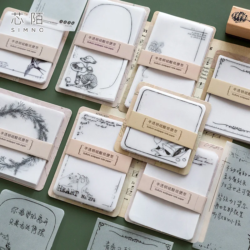 30 шт./упак. винтажный блокнот для записей с серной кислотой планер полупрозрачный