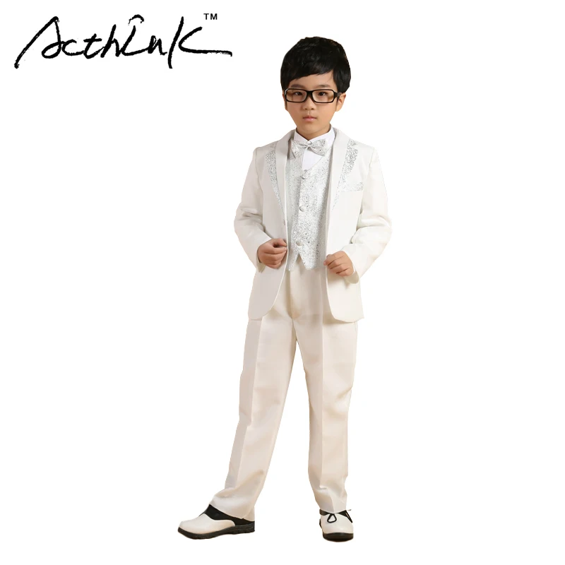 

ActhInK Floral Boys 6PCS Vest+Blazer+Pant+Shirt+Bowtie+Belt Dress Suits Brand Gentle Boys Formal Suits Kids Wedding Suits, MC161