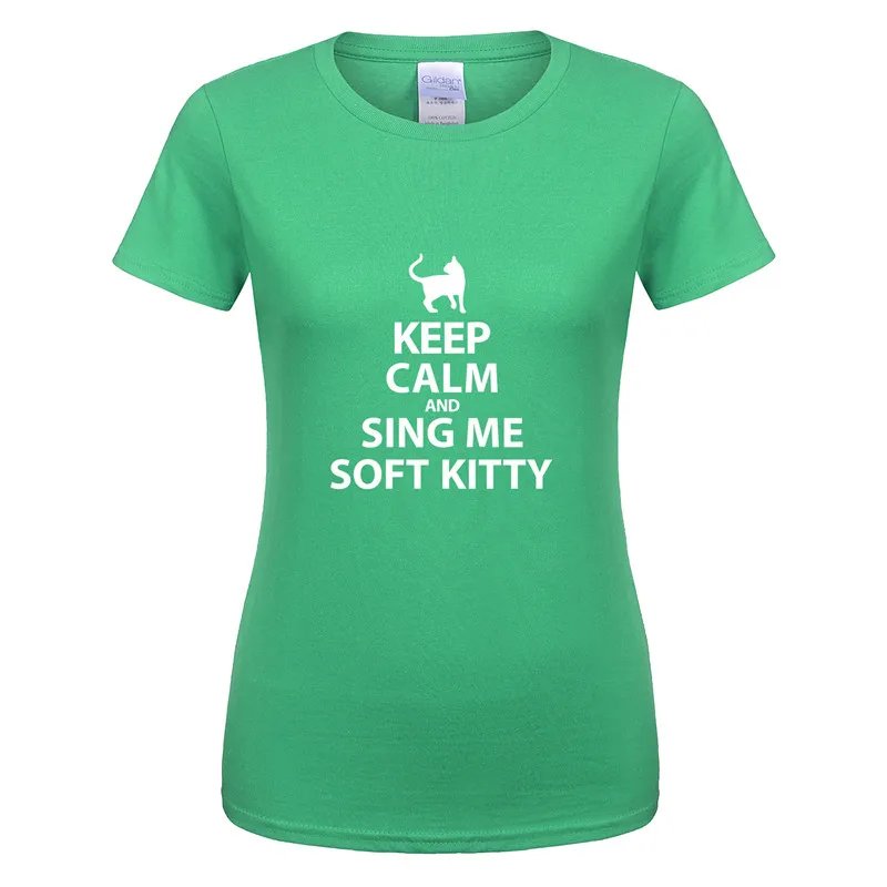As picture The Big Bang Theory, женская футболка, хлопок, короткий рукав, женская, Keep Calm and Sing Me, футболка "Soft Kitty", Шелдон, футболки, OT-295 - Цвет: As picture
