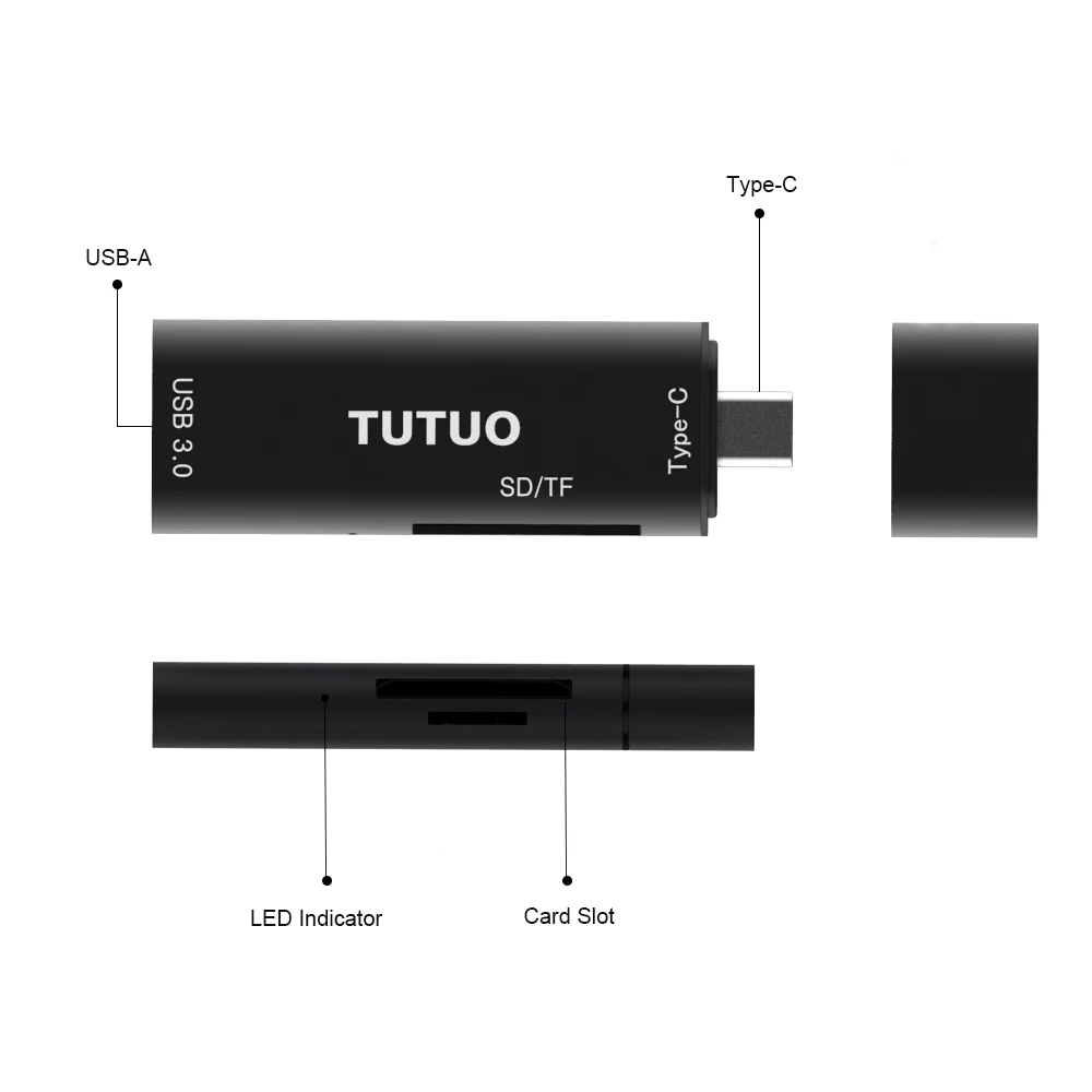 Кардридер TUTUO USB C SD/TF Type-C на USB-A 3 0 конвертер OTG для Macbook Pro 2016 2017/Samsung S8/Chromebook Pixel |