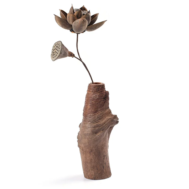 

1PCS Creative Wooden Flower Vases Home Kung Fu Tea Set Desktop Art Decoration Crafts Household Decor Flower Pot Christmas Gifts