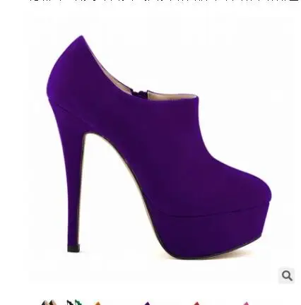 purple flock Loslandifen/женские вечерние ботинки из флока на высоком каблуке; модные замшевые ботильоны на платформе; сезон весна-осень; большие размеры 35-42 - Цвет: purple flock