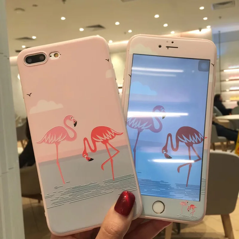 Чехол с розовой Сакурой для iphone 8 plus + пленка из закаленного стекла Apple iPhone 7 6 6S