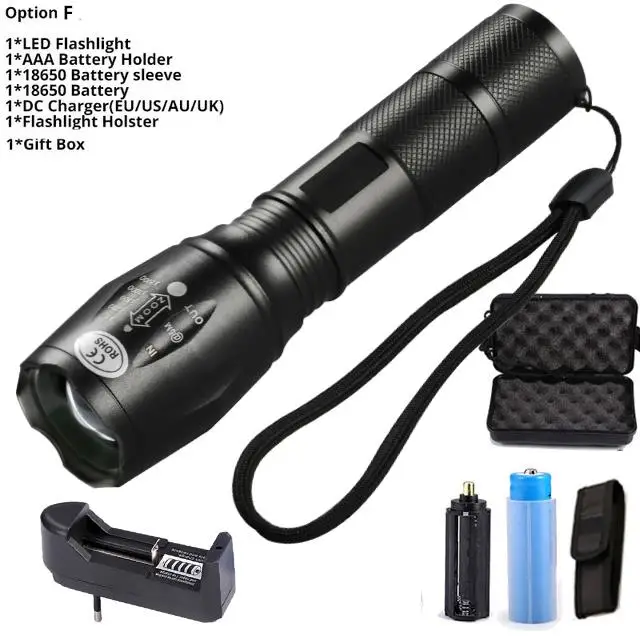 Package F Мощный светодиодный светильник-вспышка 12000Lms T6/L2/V6, фонарь linterna, масштабируемый светильник, 5 режимов переключения, водонепроницаемый велосипедный светильник, аккумулятор 18650 - Испускаемый цвет: Package F