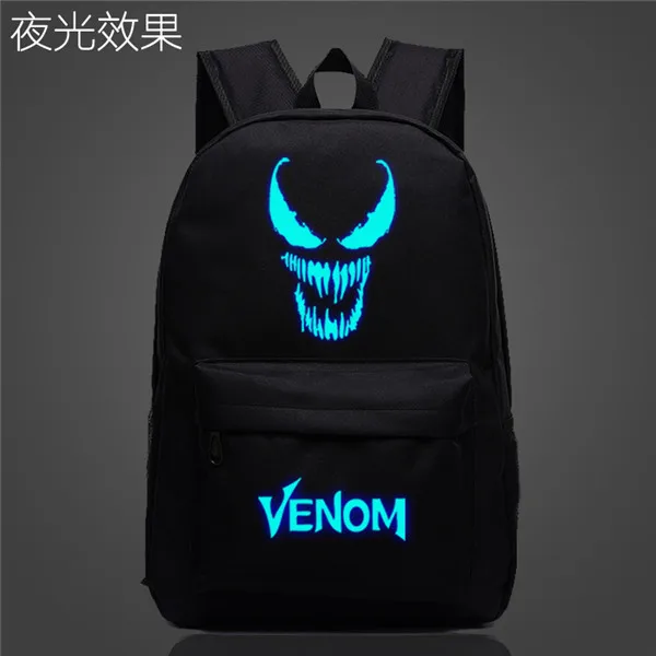Style 12 Светящийся рюкзак Venom Marvel Hero, школьная сумка, Студенческая Детская сумка для мальчиков и девочек, рюкзак для ноутбука, повседневный рюкзак, светится в темноте - Цвет: Style 12