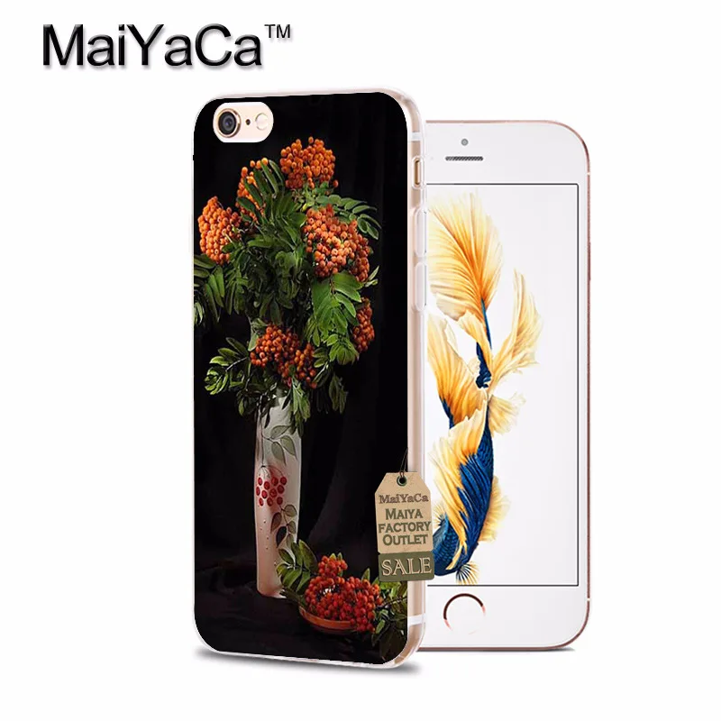 Мягкий чехол для телефона MaiYaCa из ТПУ с красным рованным деревом iPhone 8 7 6 6S Plus X 10 5 5s