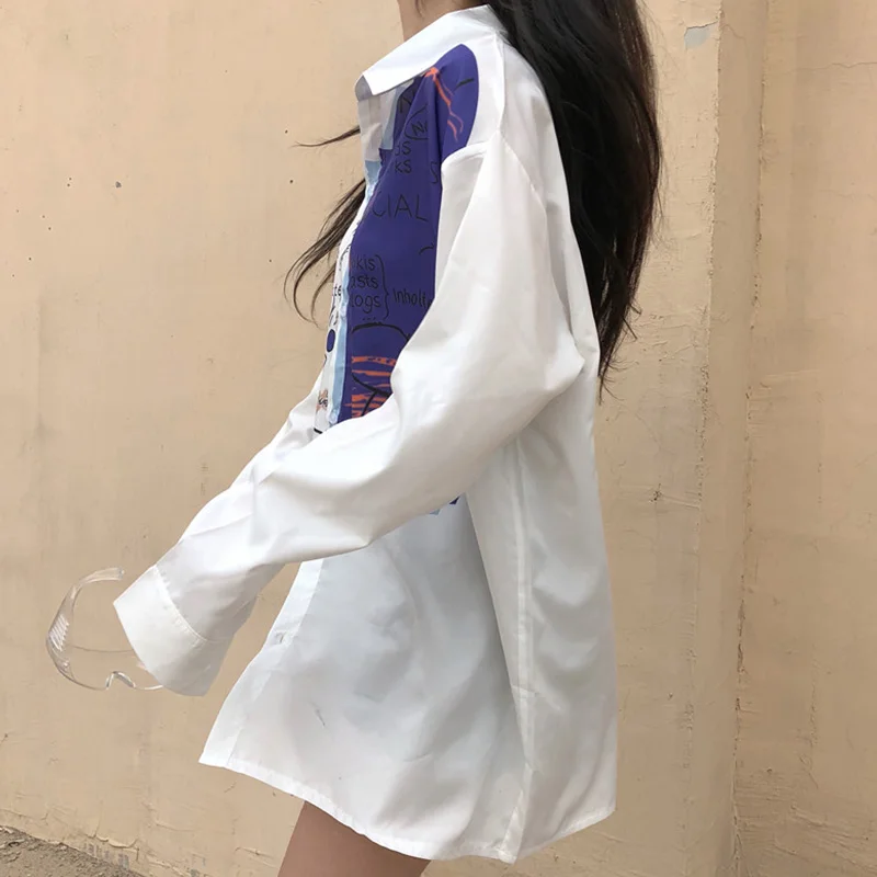 Ulzzang модная IdoneIT Брендовая женская одежда блузки свободные осенние Рубашки