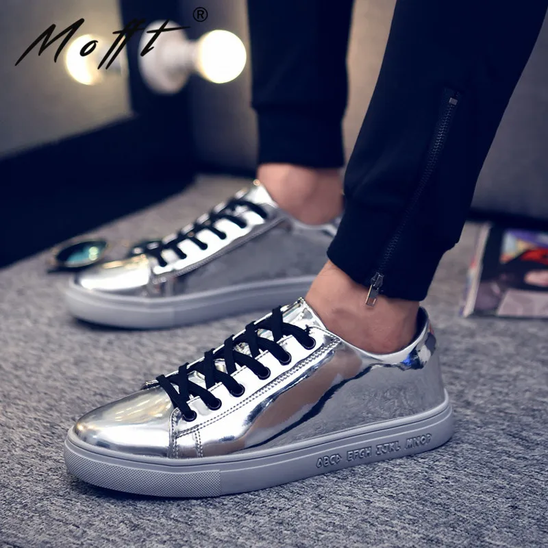 New Design Sequin Men Casual Shoes Rubber Sole Non-slip Lace Up Sneakers Waterproof Flat Gold Blue Sliver Black | Обувь