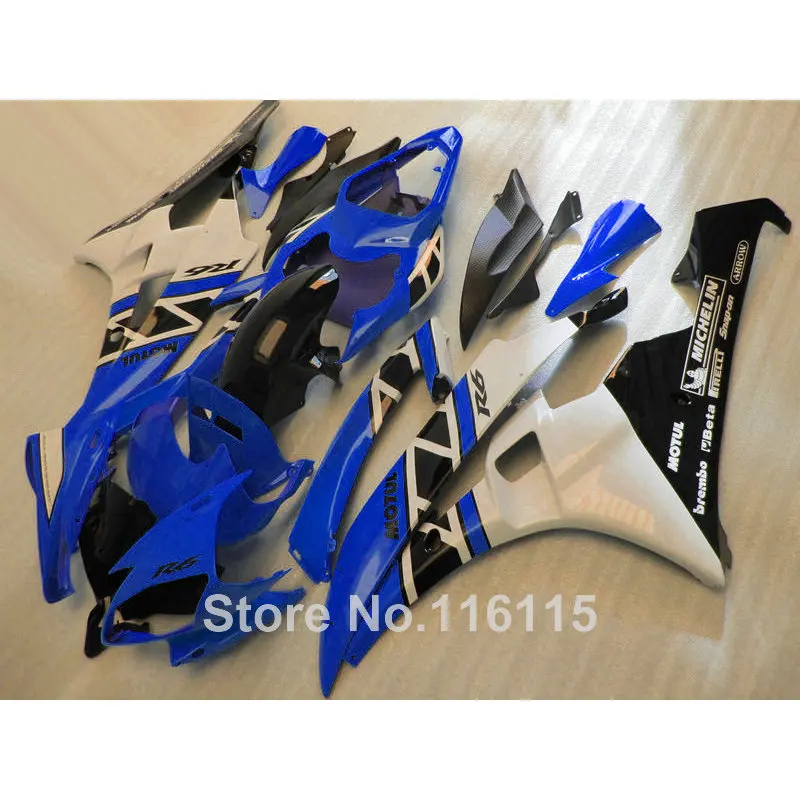 Низкая цена обтекатель комплект для YAMAHA YZF R6 2006 2007 Белый Черный Синий Обтекатели 06