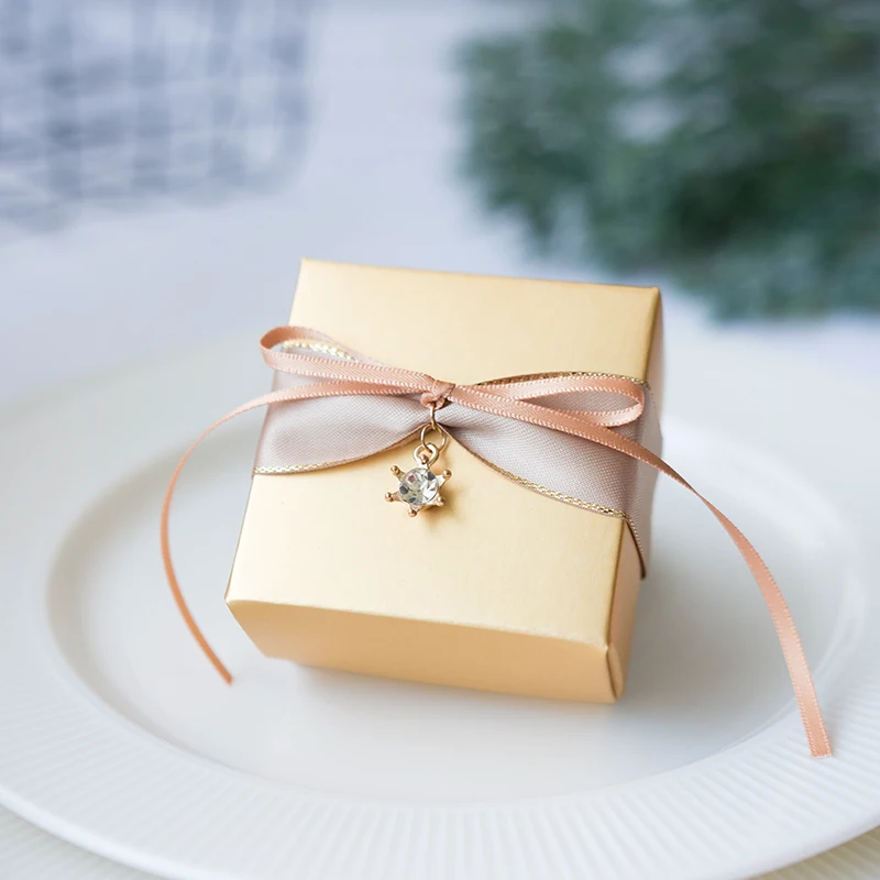 Золотая Подарочная коробка 20 шт./лот роскошная квадратная Свадебная для конфет