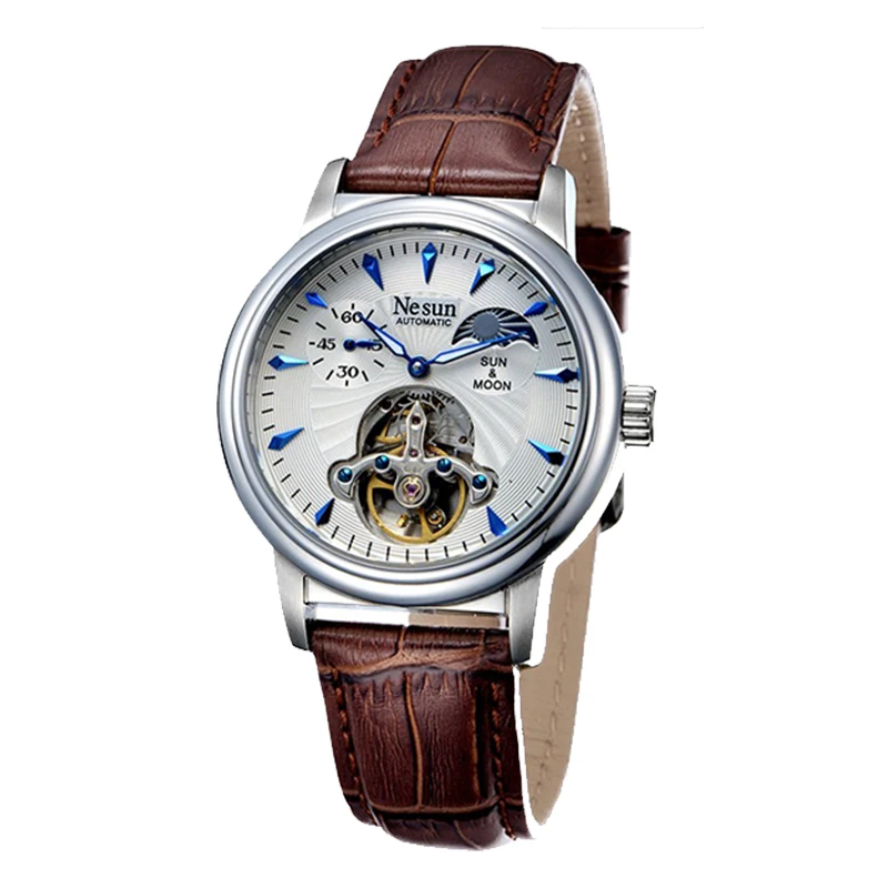 Мужские часы Nesun Skeleton Tourbillon швейцарские роскошные брендовые автоматические с