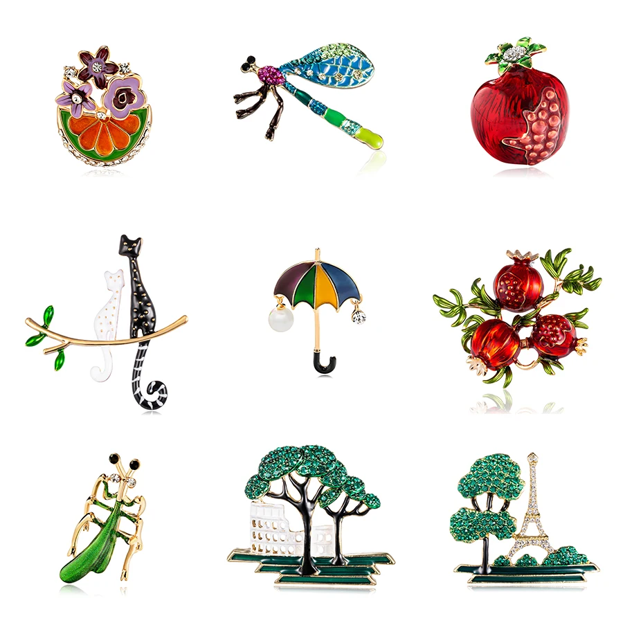 1 шт. милые цветные стразы Rinhoo брошь для женщин с изображением растений и фруктов