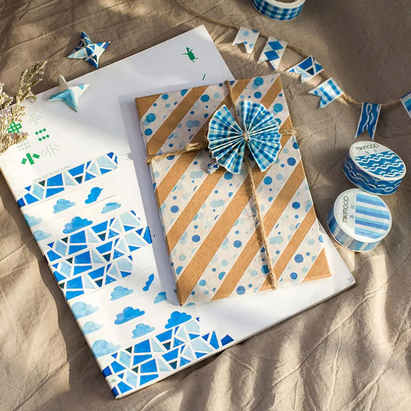 1 шт. синий серии 1,5 см X 7 м Kawaii Васи клейкие ленты детей diy Украшение дневника маскирования лента для скрапбукинга инструмент