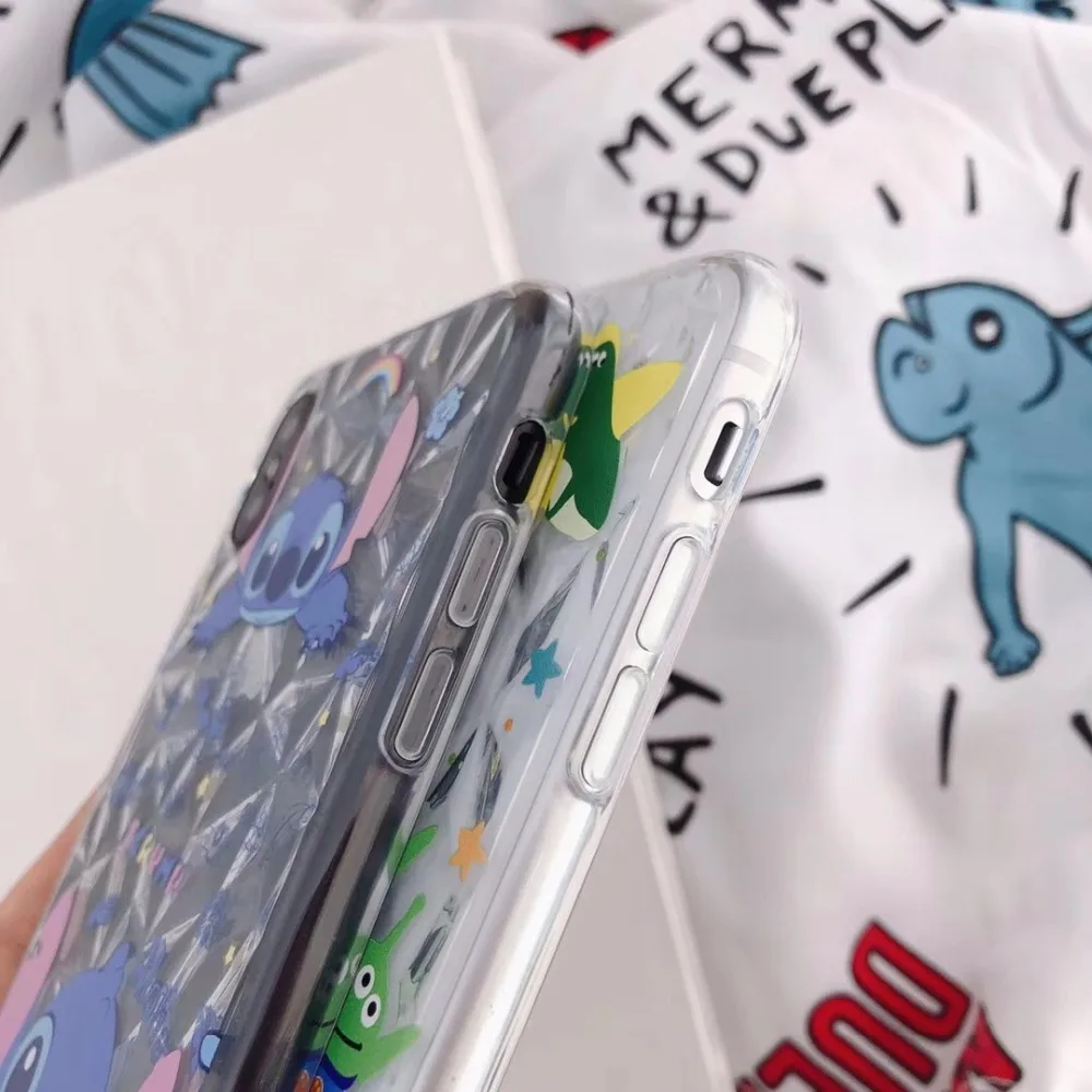 Cute Cartoon Monsters toy story Stitch phone case for iphone X 6 6s plus 7 8 Diamond pattern Transparent silicone back cover |