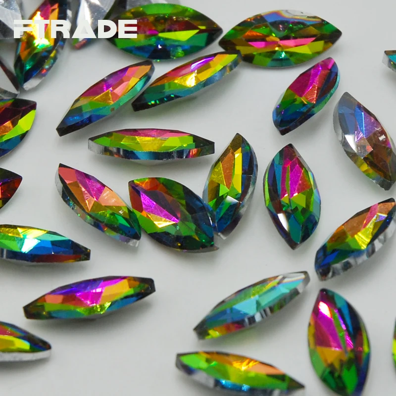 Хит продаж высококачественные стеклянные стразы радужной расцветки с маркизом и