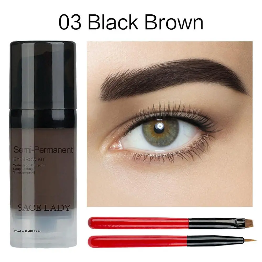 03 Black Brown Set SACE LADY, водостойкая краска для бровей, гель для макияжа, 6 цветов, набор помадных кистей, черный, для бровей, натуральный усилитель, карандаш, набор, воск - Цвет: 03 Black Brown Set