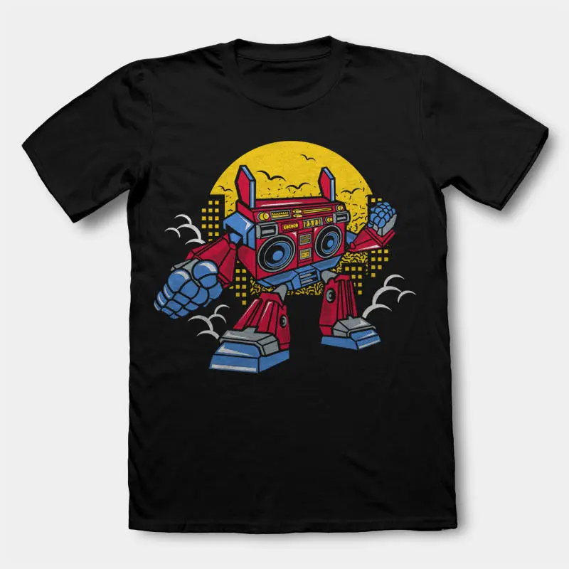 BOOMBOX ROBOT cartoon character art work parody mashup dtg mens t shirt tees summer o neck tee free shipping cheap | Мужская одежда