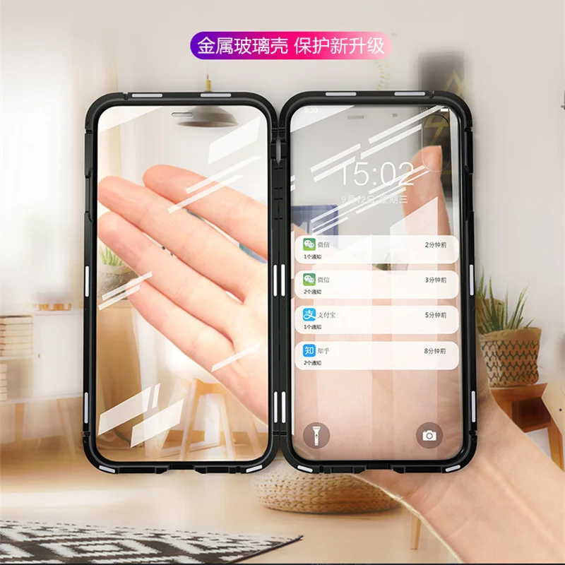 Магнитный адсорбционный металлический чехол для iPhone 11 pro MAX 12 XS 7 8 Plus магнит