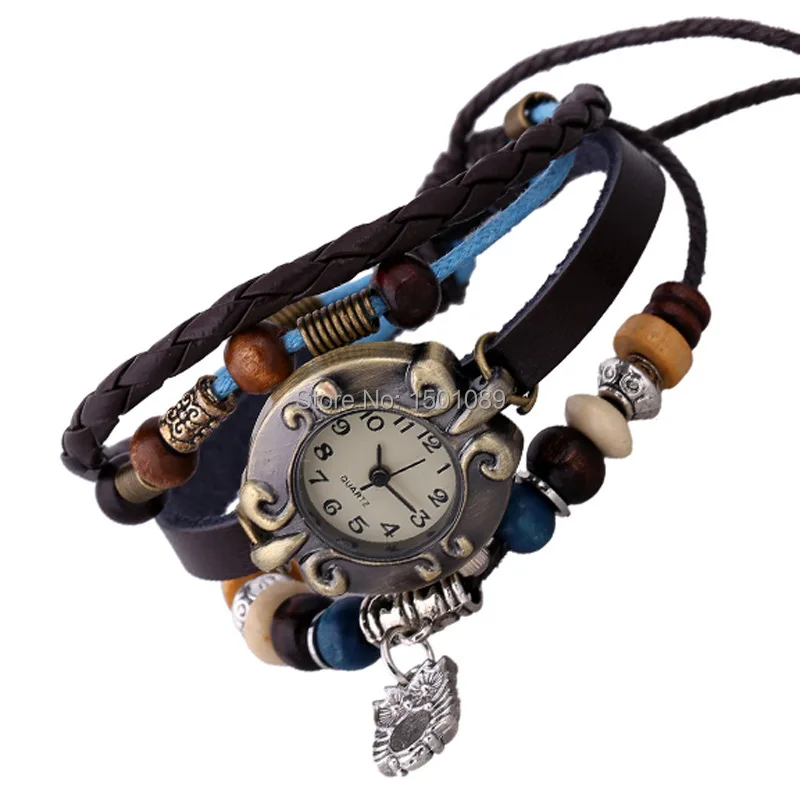 2015 new hot selling retro leather bracelet watch Low cost supply of pure accessories|bracelet weapon|watch standbracelet |