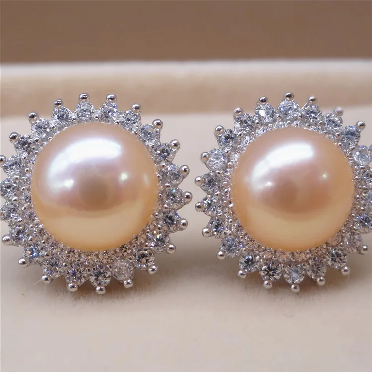 Женские серьги гвоздики из натурального жемчуга Eternal подарок стерлингового