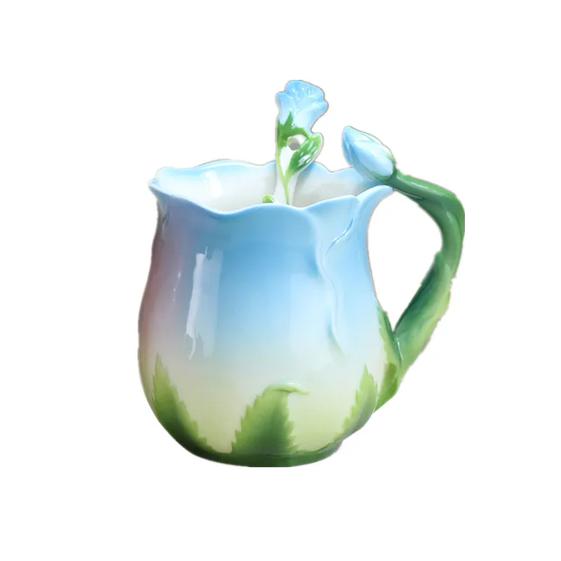 Новая эмалированная кофейная кружка 3D розового цвета европейская керамическая