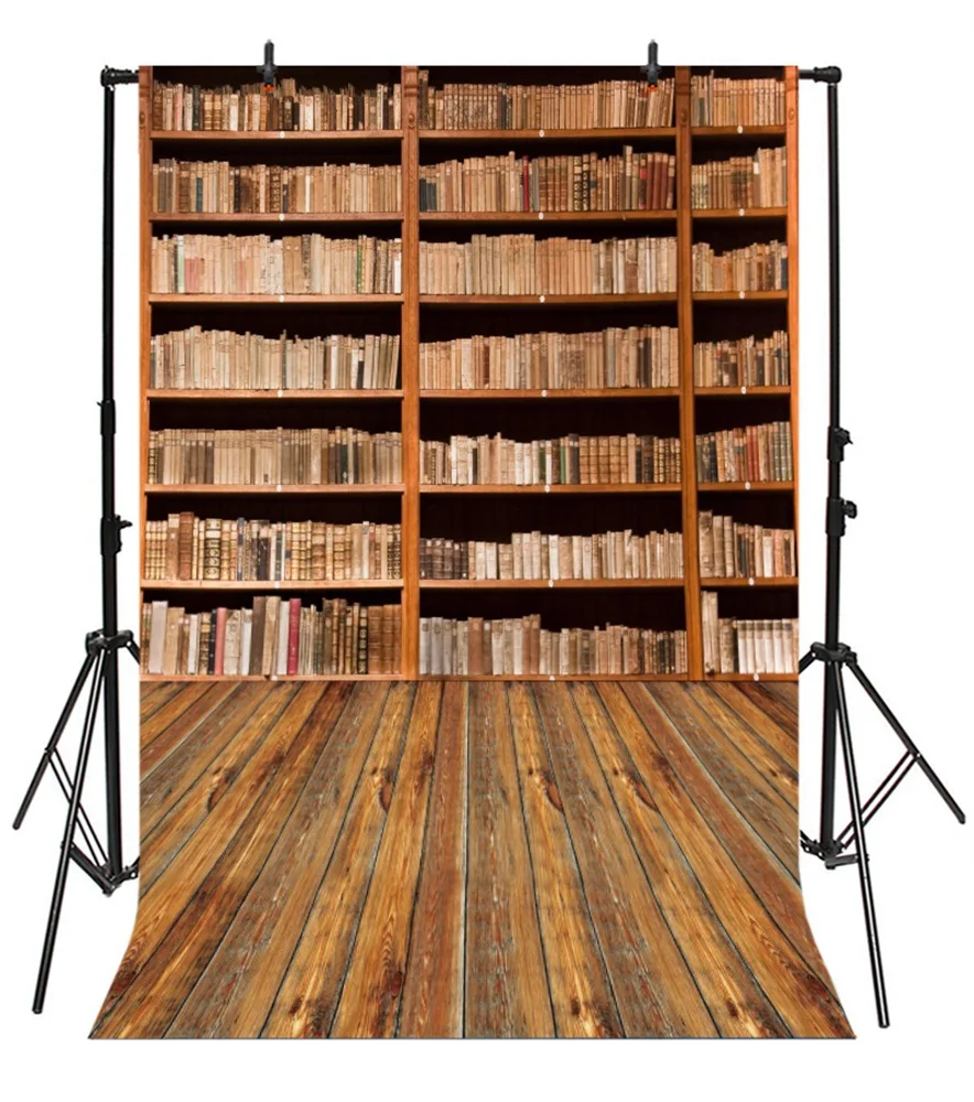 Laeacco Old Bookshelf Books Wooden Floor Baby Portrait Photography Backgrounds Photographic Backdrops For Photo Studio | Электроника