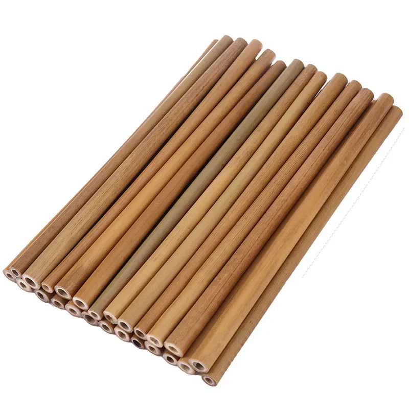 Straw 25pcs 25 шт. бамбуковая соломка+ специальная щетка многоразовая солома Органическая Бамбуковая Питьевая соломка натуральные деревянные соломки для вечерние инструменты для бара - Цвет: Straw 25pcs