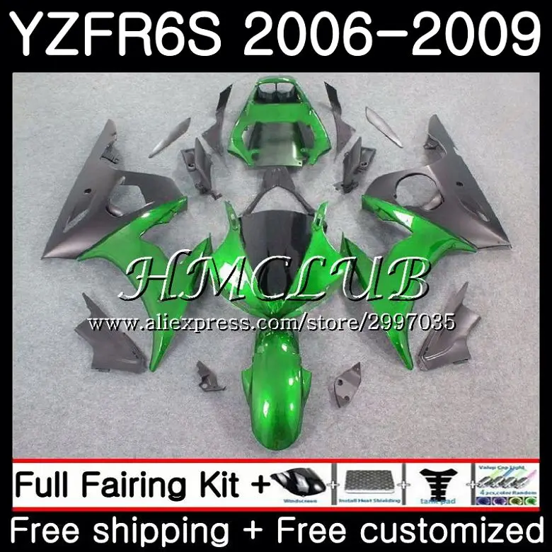 

Bodys For YAMAHA YZF 600 Glossy green YZF600 YZF R6S 2006 2007 2008 2009 23HC.20 YZF-600 YZFR6S YZF-R6S 06 07 08 09 Fairing Kit