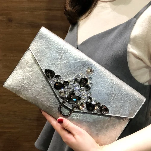 Korean Style Diamond Clutch Bag PU Leather Fashion Clutches Bags Solid Color Big Purse Women Shoulder Bags Crossbody Pack Gifts - Цвет: E