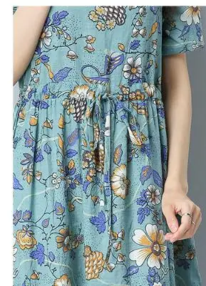 Новое льняное платье для беременных с цветочным принтом на талии весна лето 2017