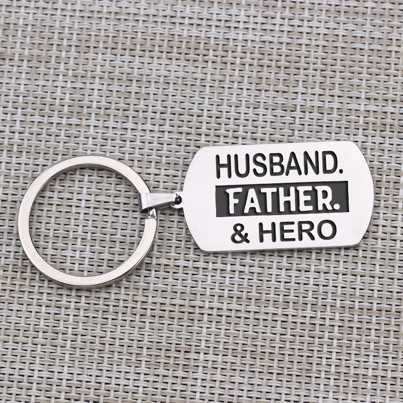 Gift Key Chain To Husband Hand Stamped Men's Jewelry Father's Day Hero Birthday Anniversary Souvenir Keyring | Украшения и