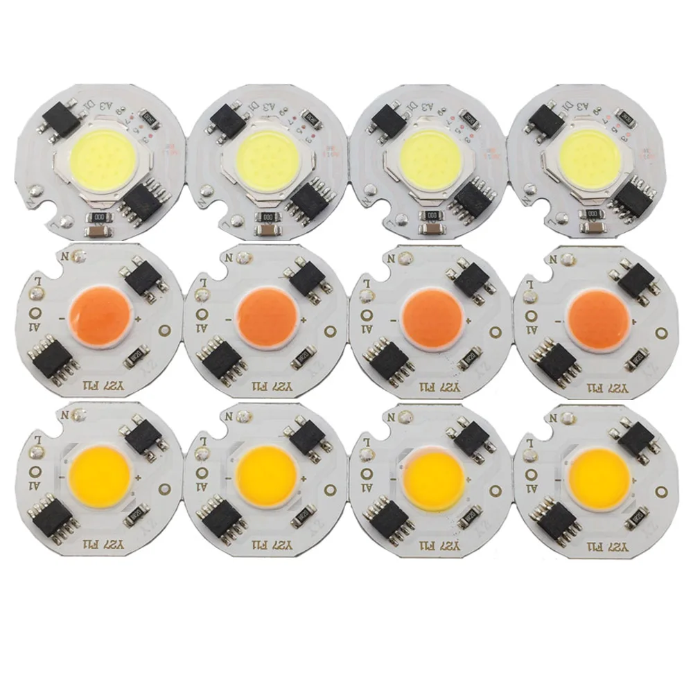 10 шт. Led 3 Вт 5 7 220 В Светодиодная лампа чип холодный белый теплый full specturm LED COB Smart IC