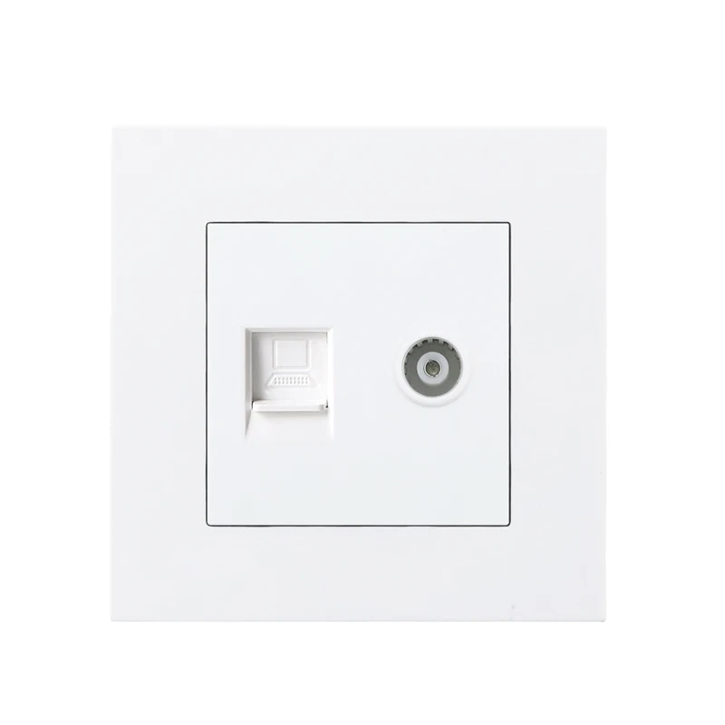 Rj45 With TV Rj45 настенная розетка Интернет-розетка с ТВ-розеткой двойная компьютерная розетка ПК пластиковая панель RJ45 Интернет-компьютерный разъем - Тип: Rj45 With TV