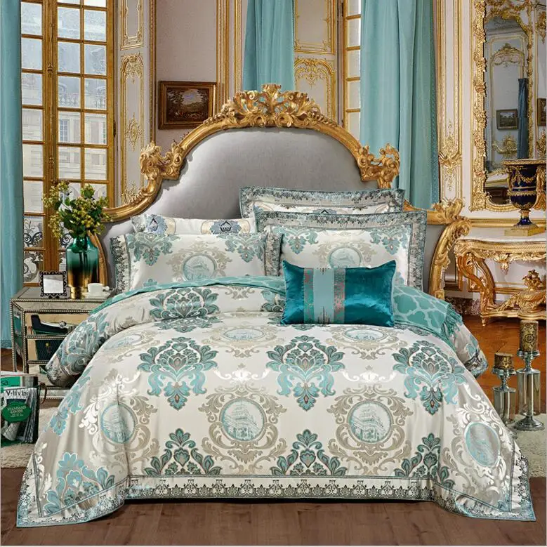 Вышитый пододеяльник набор постельного белья King queen size Восточный жаккард