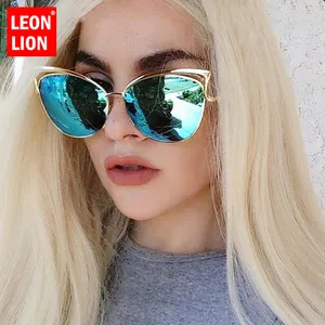 LeonLion High Quality Women Fashion 2021 Sunglasses Women Vintage Metal Luxury Cateye Glasses Retro  in USA (United States)