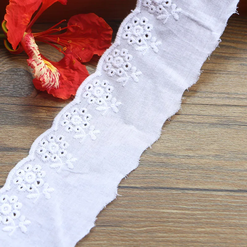 2 yards 7CM Cream Cotton Lace Trims for Costume Dress Trimmings Ribbon Applique Strip DIY Sewing Fabric | Дом и сад