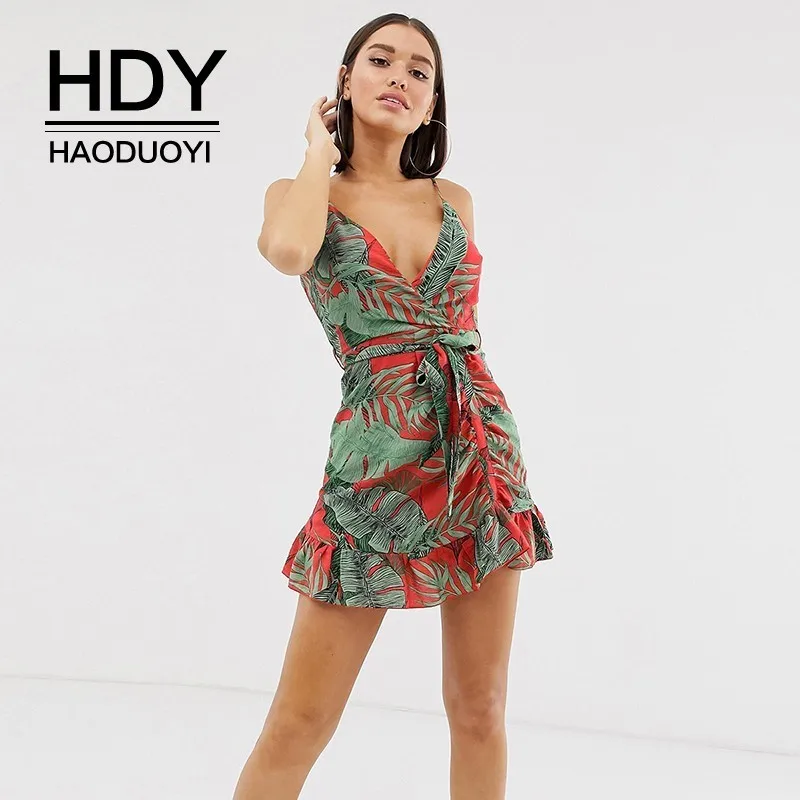 Платье на бретельках HDY Haoduoyi летнее модное комфортное простое с тропическим