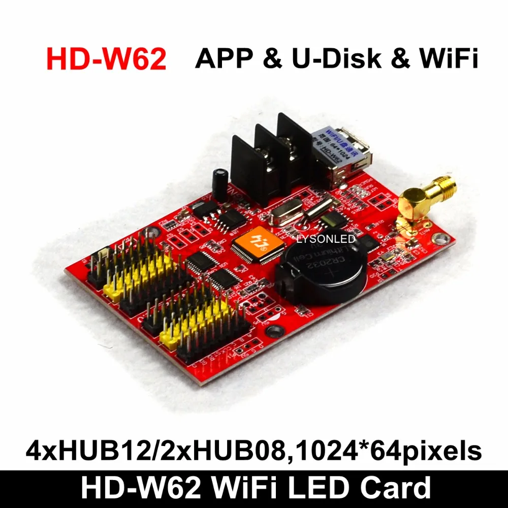 HD2018 HD-W62 приложение и u-диск и Wifi P10 Светодиодный дисплей контроллер карты, один и двойной цвет P4.75 P10 P16 светодиодный контроллер