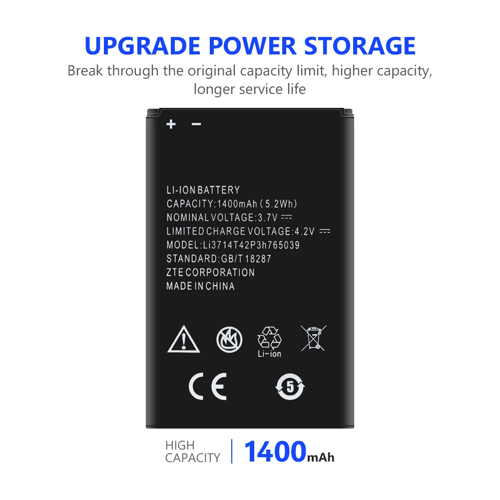 Li3714T42P3H765039 Батарея литиевая батарея для ZTE лезвие A3 T220 AF3 A5 AF5 1400 мА/ч полимерная