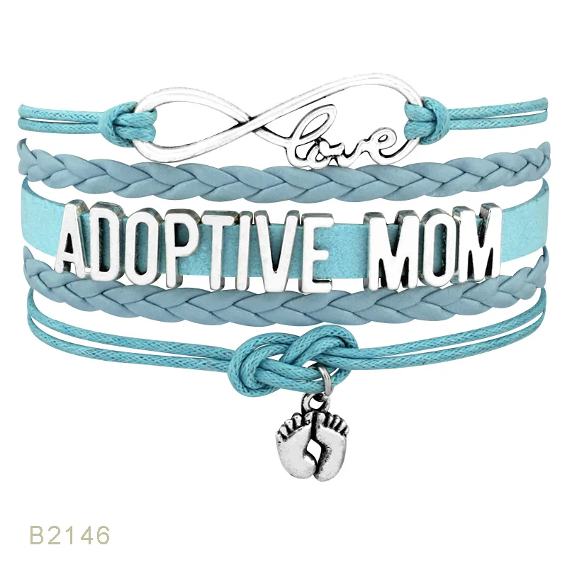 Кожаные браслеты Infinity Love Adopt мама папа ребенок усыновление ног забота о ребенке